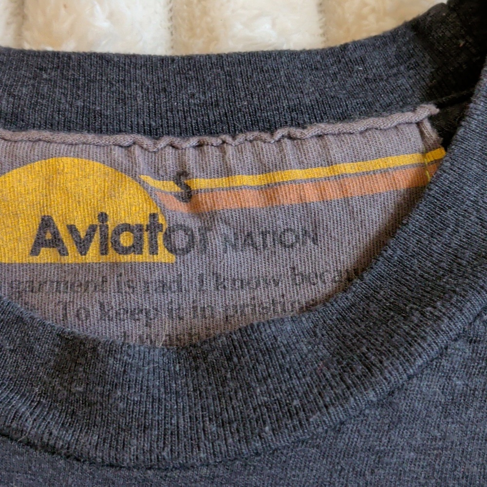 Aviator Nation Tee with Yellow & Orange Logo Stripe - Picture 2 of 3